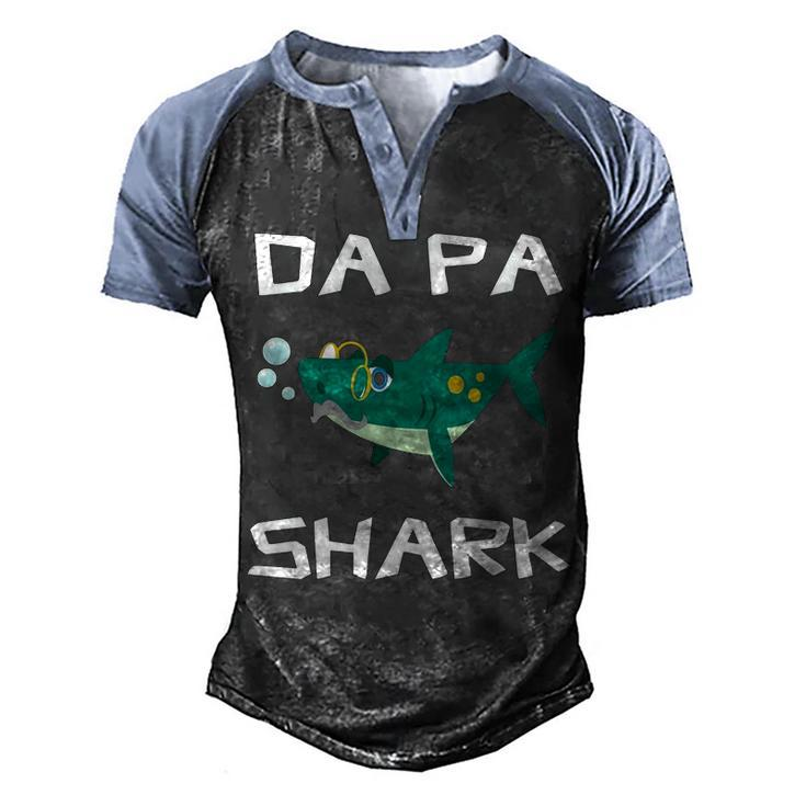 Da Pa Grandpa Gift   Da Pa Shark Men's Henley Shirt Raglan Sleeve 3D Print T-shirt