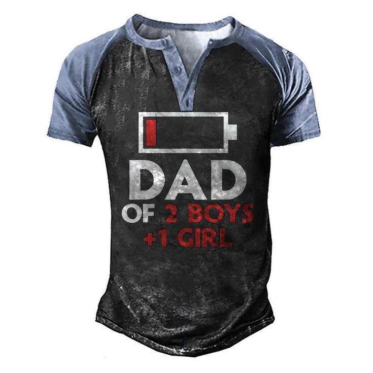 Dad Of 2 Boys & 1 Girl Father Of Two Sons One Daughter Men Men's Henley Raglan T-Shirt