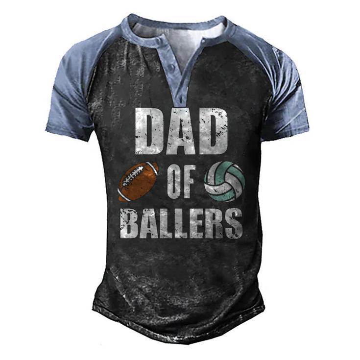 Dad Of Ballers Football Volleyball Dad Men's Henley Raglan T-Shirt
