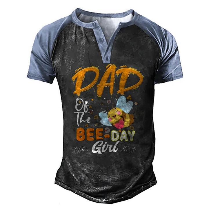 Dad Of The Bee Day Girl Hive Party Matching Birthday Men's Henley Raglan T-Shirt
