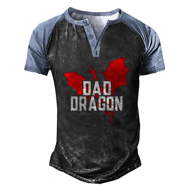 Dad Dragon Lover Fathers Day Men's Henley Raglan T-Shirt