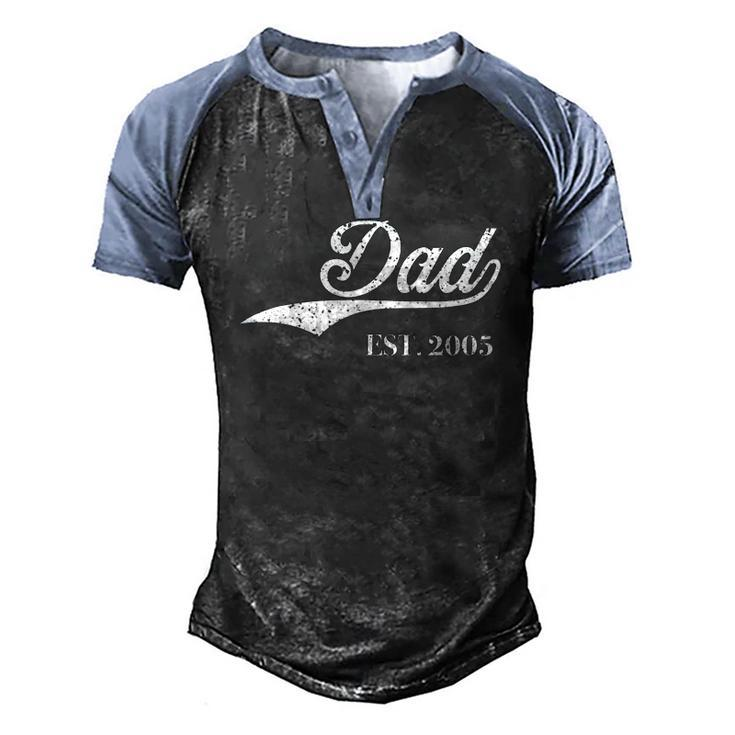Dad Est2005 Perfect Fathers Day Great Love Daddy Dear Men's Henley Raglan T-Shirt