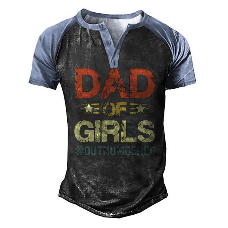 Dad Of Girls Fathers Day Men's Henley Raglan T-Shirt