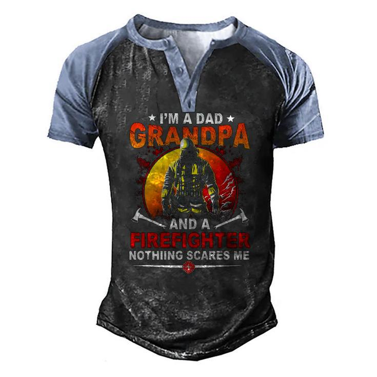 Im A Dad Grandpa Retired Firefighter Nothing Scares Me Men's Henley Raglan T-Shirt