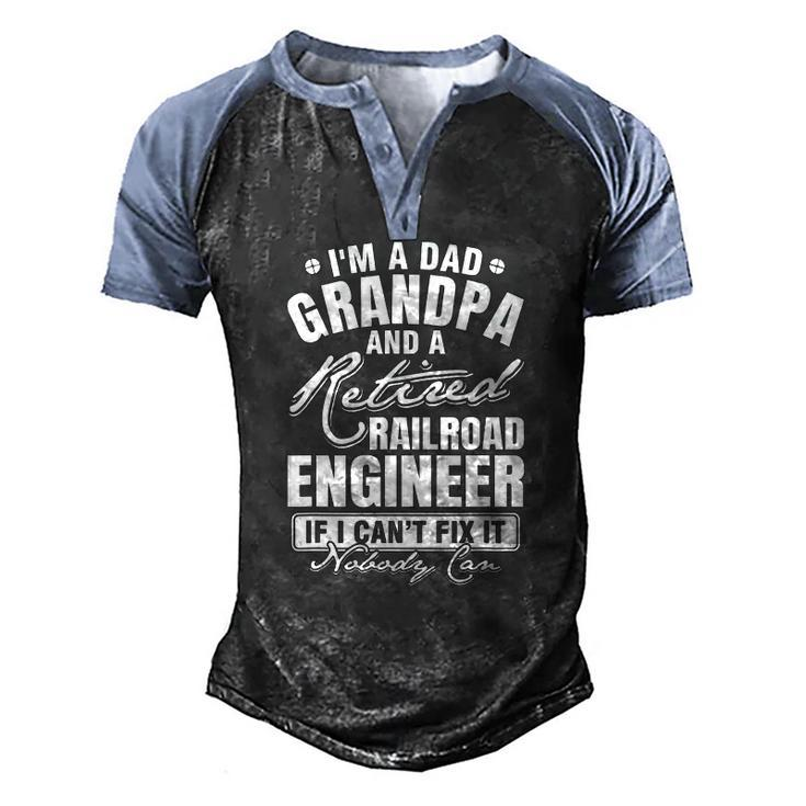Mens Dad Grandpa And A Retired Railroad Engineer Fathers Day Men's Henley Raglan T-Shirt