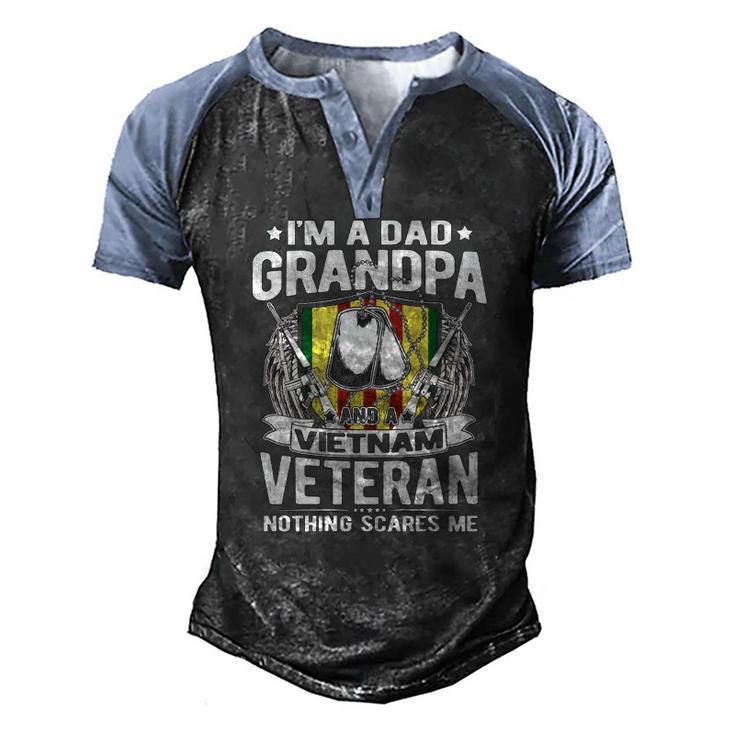A Dad Grandpa And Vietnam Veteran Proud Retired Soldier Men's Henley Raglan T-Shirt