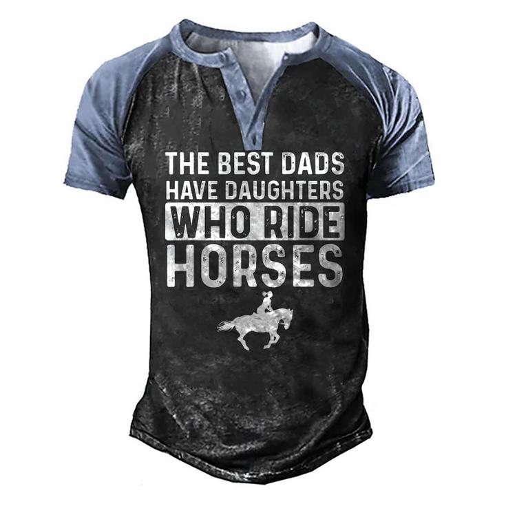 Dad Of Horse Lover Equestrian Horseback Rider Men's Henley Raglan T-Shirt