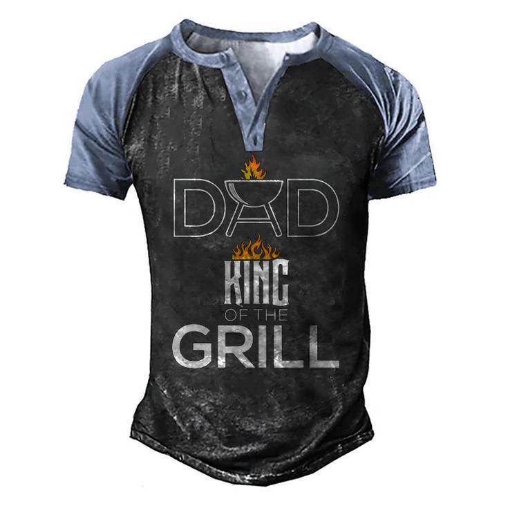 Dad King Of The Grill Bbq Fathers Day Barbecue Men's Henley Raglan T-Shirt