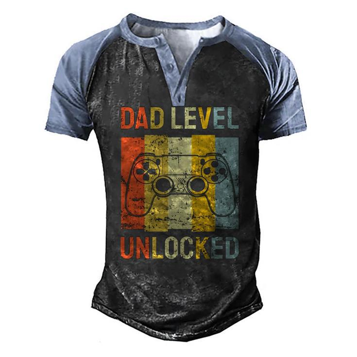 Mens Dad Level Unlocked Soon To Be Father Pregnancy Announcement Men's Henley Raglan T-Shirt