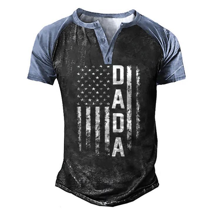 Dada America Flag Fathers Day Men's Henley Raglan T-Shirt