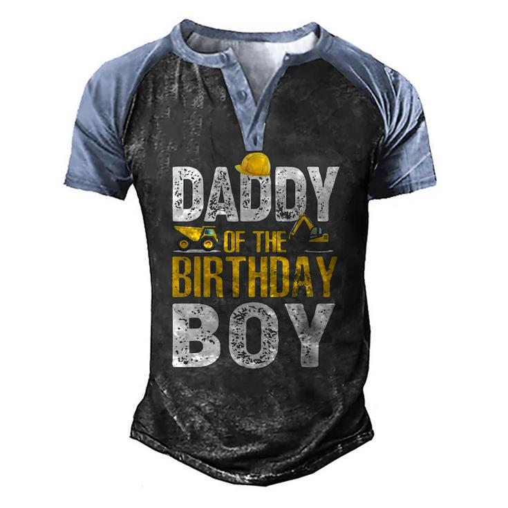 Daddy Of The Bday Boy Construction Bday Party Hat Men Men's Henley Raglan T-Shirt