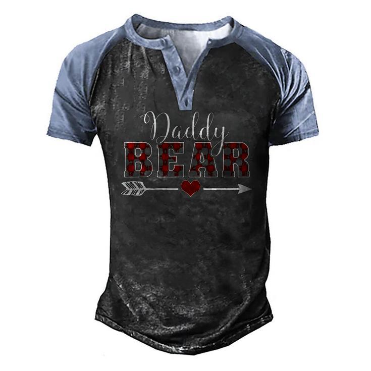 Daddy Bear Buffalo Plaid Arrow Heart Christmas Pajama Men's Henley Raglan T-Shirt