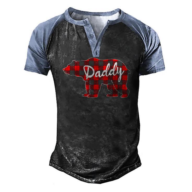 Mens Daddy Bear Buffalo Plaid Family Matching Fathers Day Men's Henley Raglan T-Shirt
