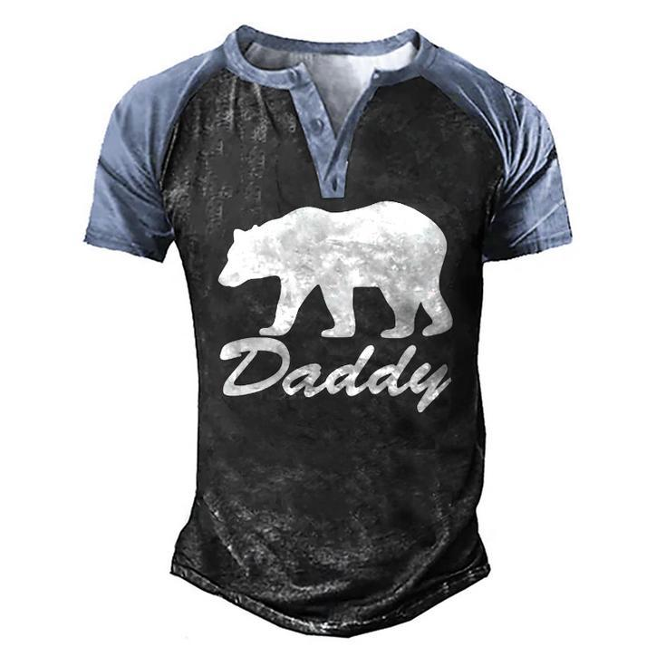 Mens Daddy Bear Distressed Graphic Raglan Baseball Tee Men's Henley Raglan T-Shirt