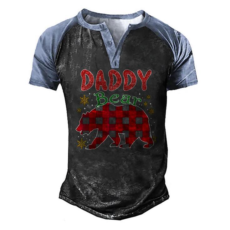 Daddy Bear Plaid Buffalo Pajama Family Matching Christmas Raglan Baseball Tee Men's Henley Raglan T-Shirt