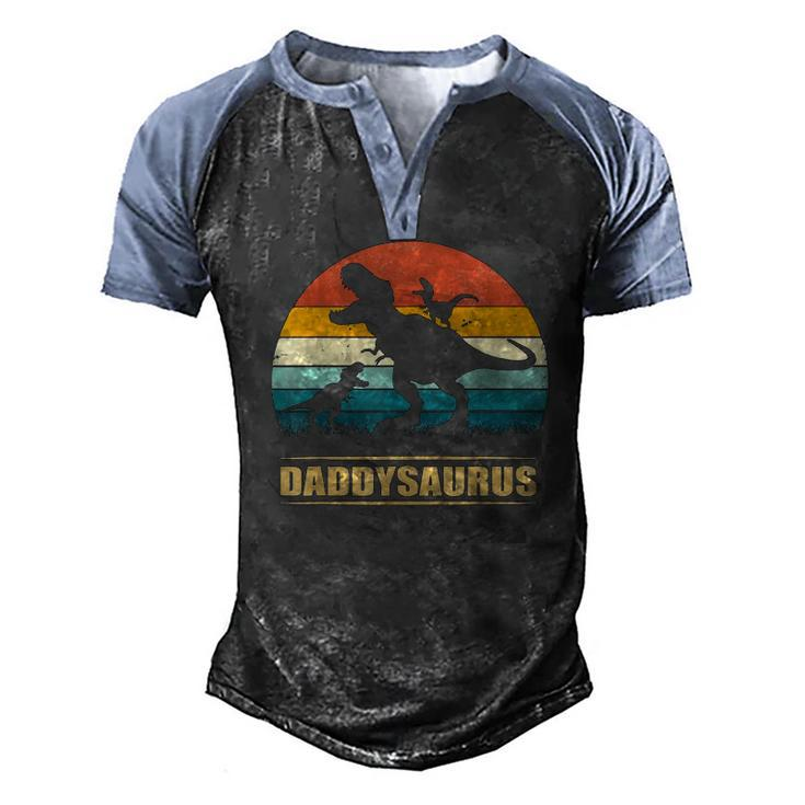 Daddy Dinosaur Daddysaurus 2 Two Kids For Dad Classic Men's Henley Raglan T-Shirt