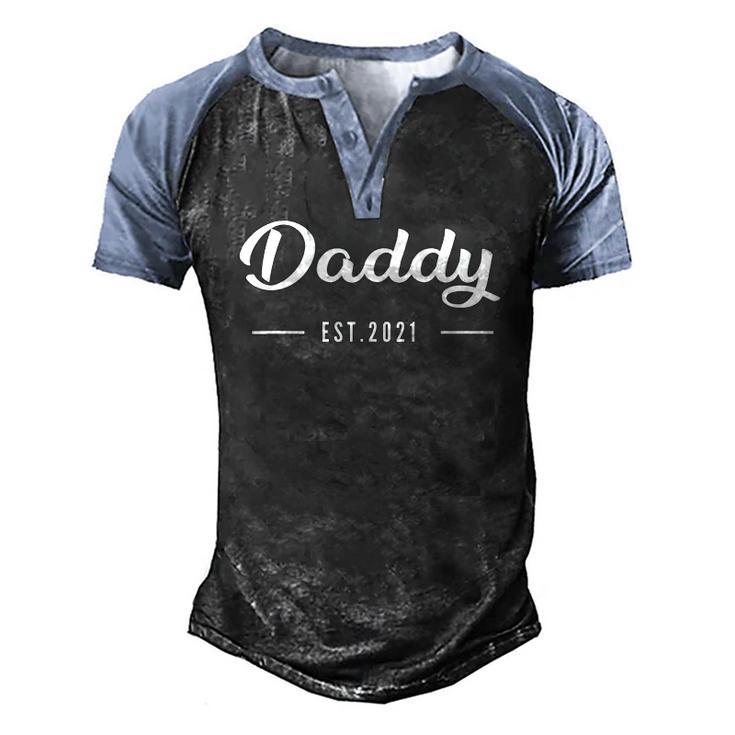 Mens Daddy Established 2021 New Dad Men's Henley Raglan T-Shirt