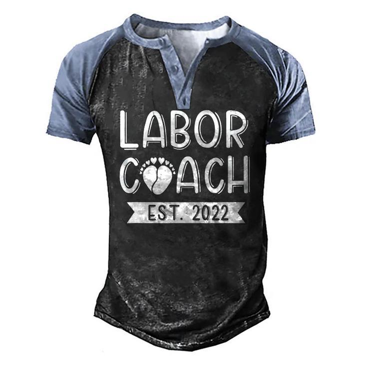 Daddy Labor Coach Est 2022 Baby Announcement Dad To Be Men's Henley Raglan T-Shirt
