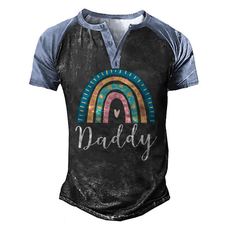 Mens Daddy Rainbow For Men Dad Family Matching Birthday Men's Henley Raglan T-Shirt