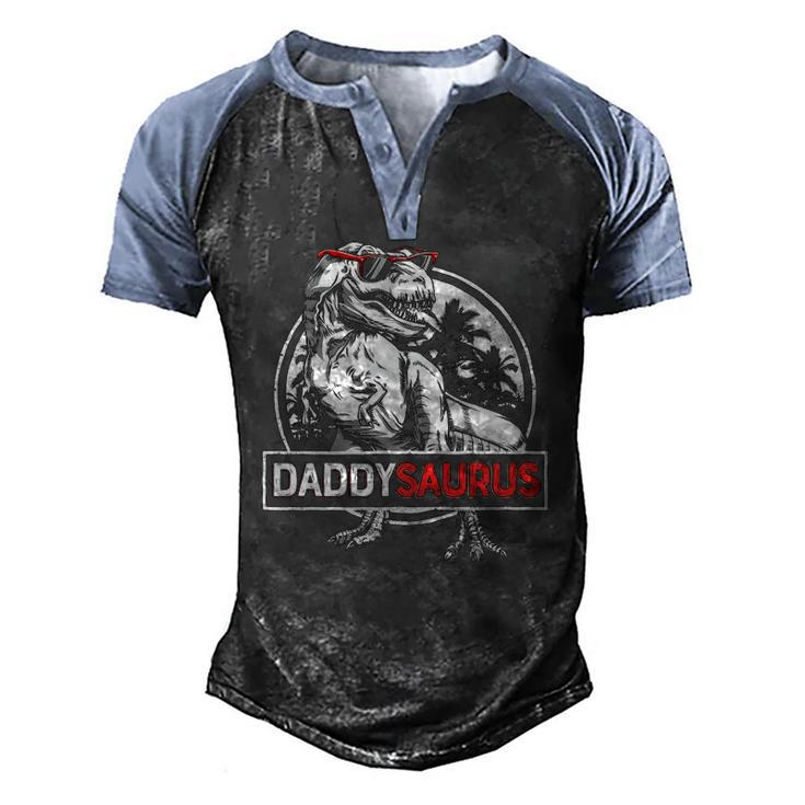 Daddy Saurusrex Dinosaur Men Fathers Day Family Matching Men's Henley Raglan T-Shirt