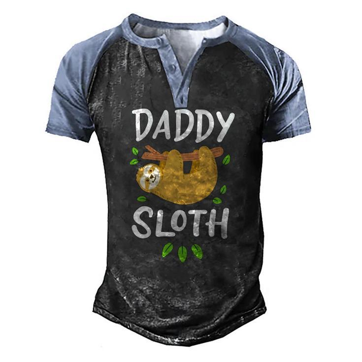 Daddy Sloth Dad Father Fathers Day Lazy Dad Men's Henley Raglan T-Shirt
