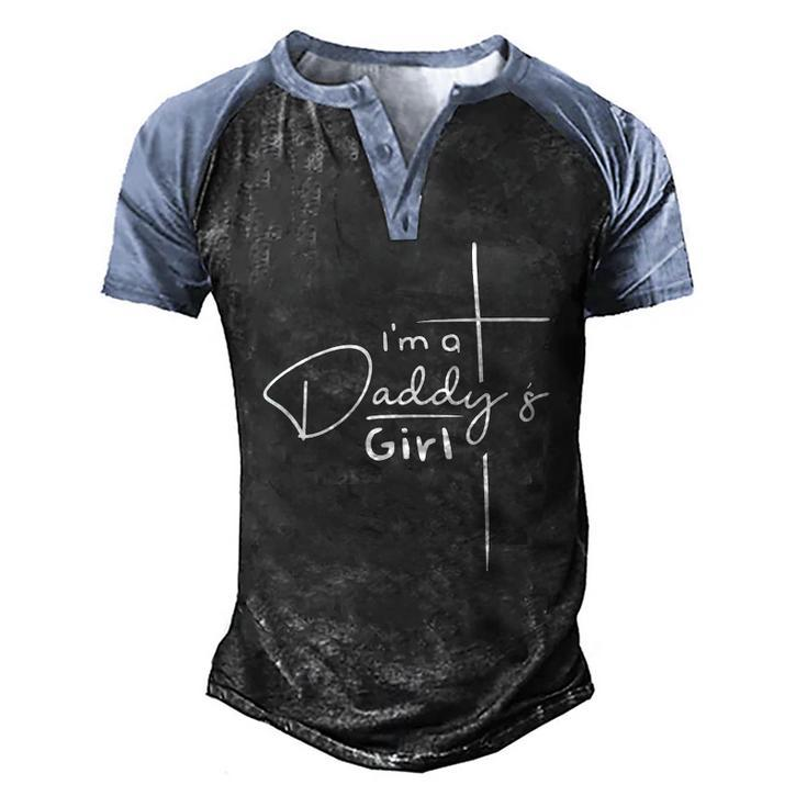 Womens Im A Daddys Girl Christian Faith Based V-Neck Men's Henley Raglan T-Shirt