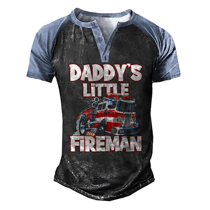 Daddys Little Fireman Kids Firefighter Firemans Men's Henley Raglan T-Shirt