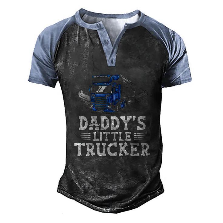 Daddys Little Trucker Truck Driver Trucking Boys Girls Men's Henley Raglan T-Shirt