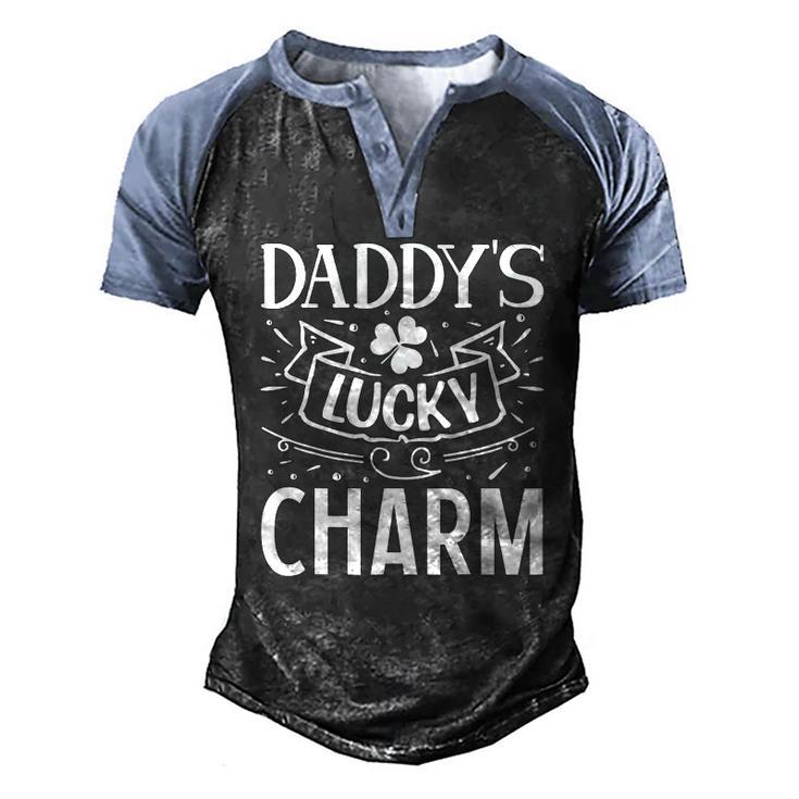 Daddys Lucky Charm St Patricks Day With Lucky Shamrock Men's Henley Raglan T-Shirt