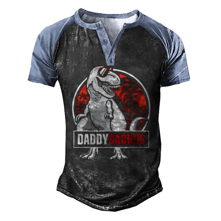 Daddysaurus Fathers Day rex Daddy Saurus Men Men's Henley Raglan T-Shirt