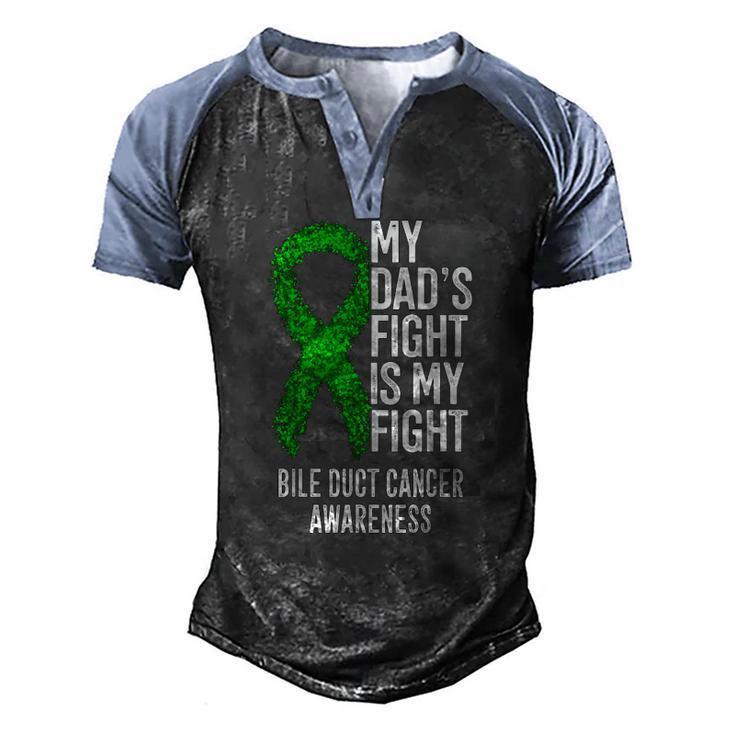 My Dads Fight Is My Fight Bile Duct Cancer Awareness Men's Henley Raglan T-Shirt