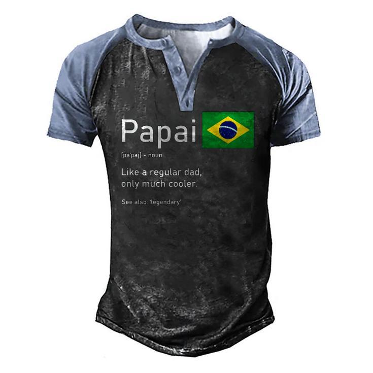 This Definition Of Papai Brazilian Father Brazil Flag Classic Men's Henley Raglan T-Shirt