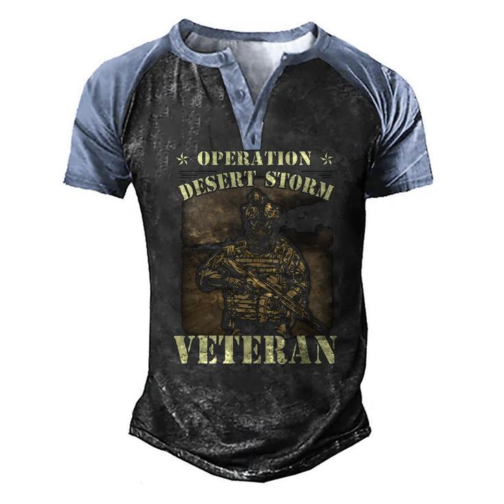 Desert Storm Veteran Pride Us Army Veteran Flag Men's Henley Raglan T-Shirt