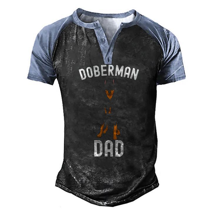 Mens Doberman Dad Fathers Day Men Doberman Lover Owner Dog Men's Henley Raglan T-Shirt