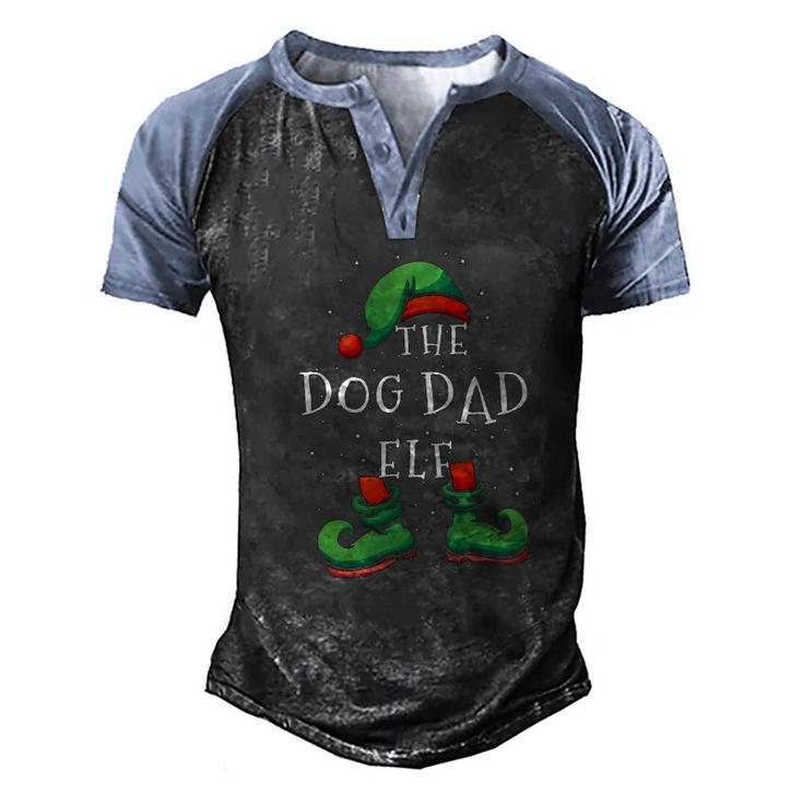Dog Dad Elf Matching Family Christmas Pajamas Men's Henley Raglan T-Shirt