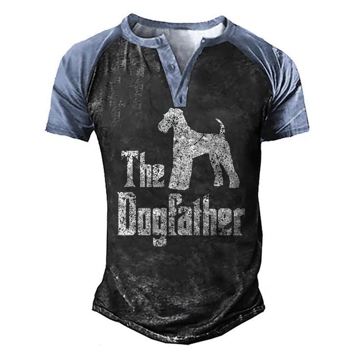 The Dogfather Airedale Terrier Silhouette Dog Men's Henley Raglan T-Shirt