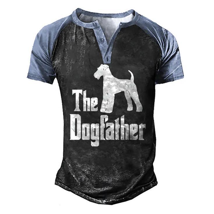The Dogfather Airedale Terrier Silhouette Idea Classic Men's Henley Raglan T-Shirt