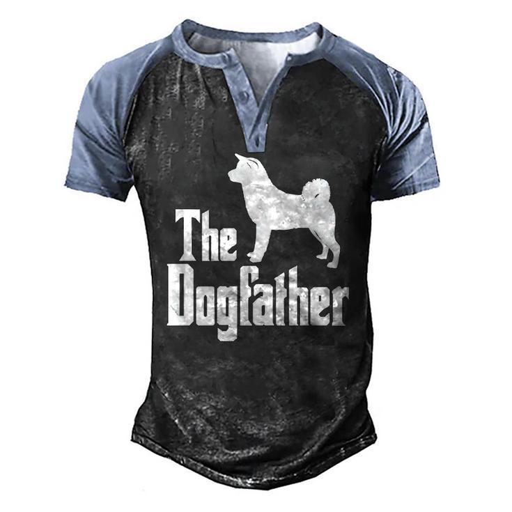 The Dogfather Akita Dog Silhouette Idea Classic Men's Henley Raglan T-Shirt