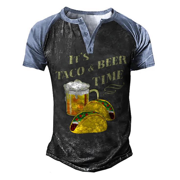 Drinking Its Taco & Beer Time Cinco De Mayo Men's Henley Raglan T-Shirt