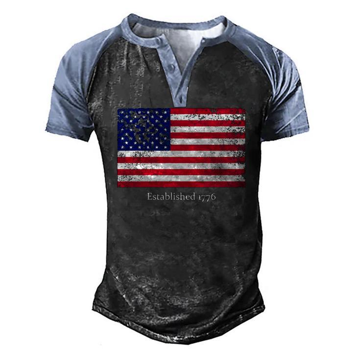 Established 1776 Usa July 4Th Us Flag America Men's Henley Raglan T-Shirt
