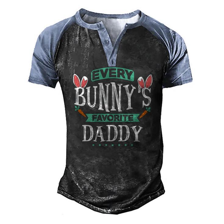 Mens Every Bunnys Favorite Daddy Tee Cute Easter Egg Men's Henley Raglan T-Shirt