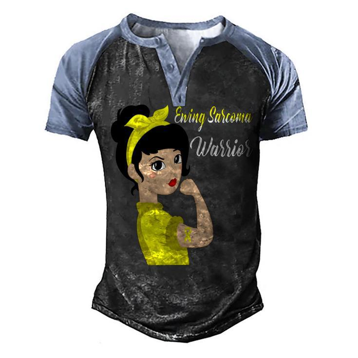 Ewings Sarcoma Warrior Strong Women  Yellow Women  Ewings Sarcoma  Ewings Sarcoma Awareness Men's Henley Shirt Raglan Sleeve 3D Print T-shirt