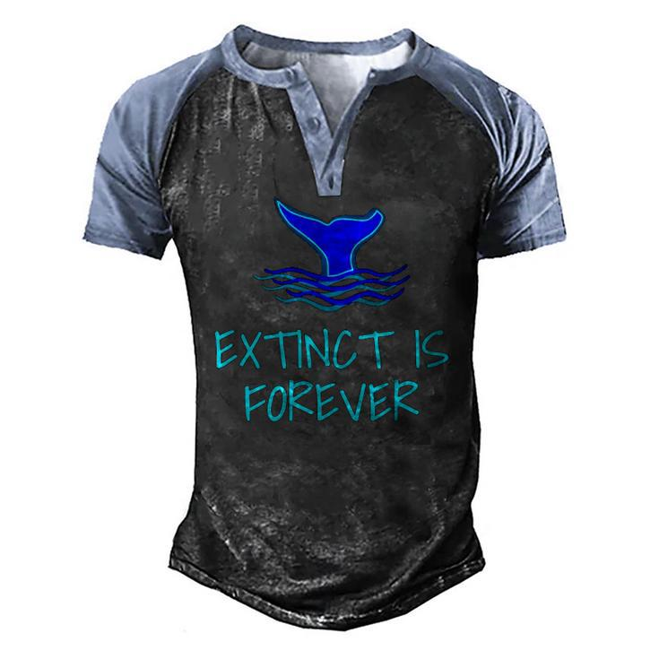 Extinct Is Forever Environmental Protection Whale Men's Henley Raglan T-Shirt