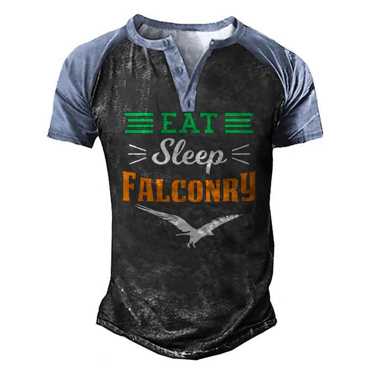 Falconer Falcon Hunter Hunting Hawking Eat Sleep Falconry Men's Henley Raglan T-Shirt