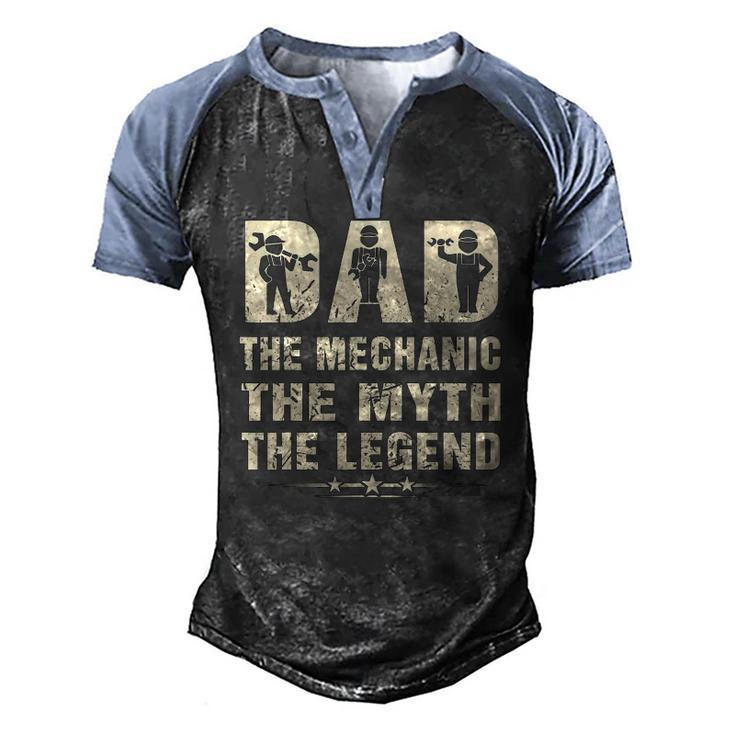 Family 365 Mechanic Dad Mechanics Fathers Day Men's Henley Raglan T-Shirt