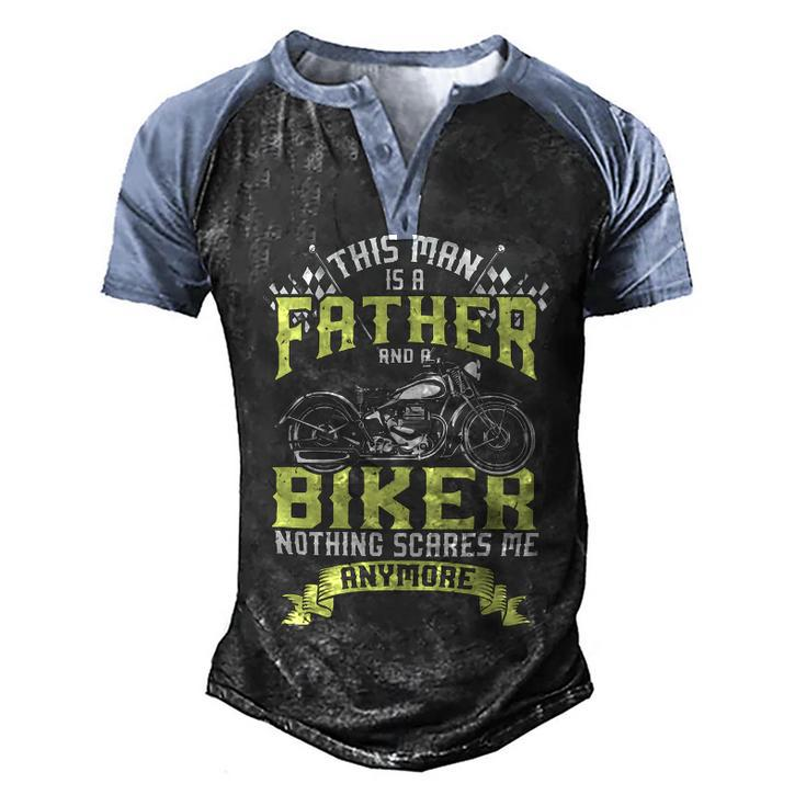 Father Grandpa And Biker Funny Motorcycle Race Dad Gift95 Family Dad Men's Henley Shirt Raglan Sleeve 3D Print T-shirt