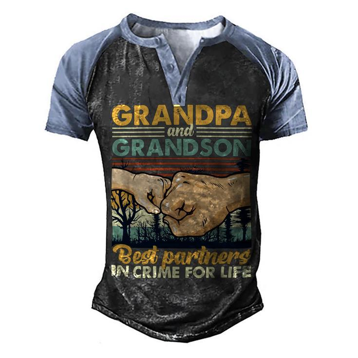 Father Grandpa And Grandson Best Partners In Crime For Life 113 Family Dad Men's Henley Shirt Raglan Sleeve 3D Print T-shirt