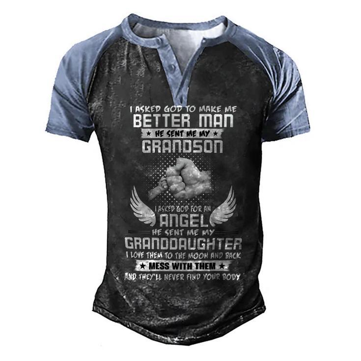 Father Grandpa Better Man He Send Me My Grandson 179 Family Dad Men's Henley Shirt Raglan Sleeve 3D Print T-shirt