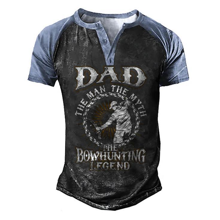 Father Grandpa Dadthe Bowhunting Legend S73 Family Dad Men's Henley Shirt Raglan Sleeve 3D Print T-shirt