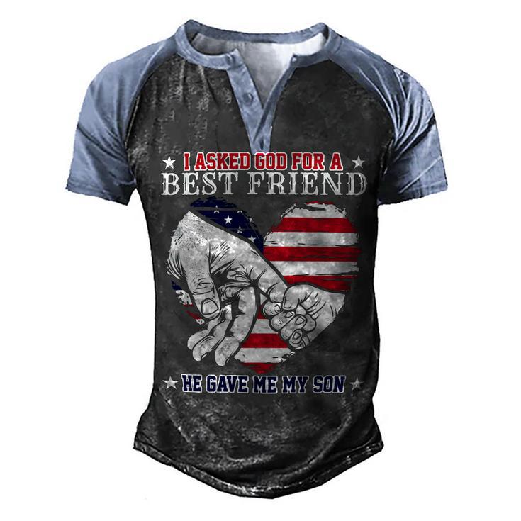 Father Grandpa Hes My Best Friend Father And Son God Gave Me You 55 Family Dad Men's Henley Shirt Raglan Sleeve 3D Print T-shirt